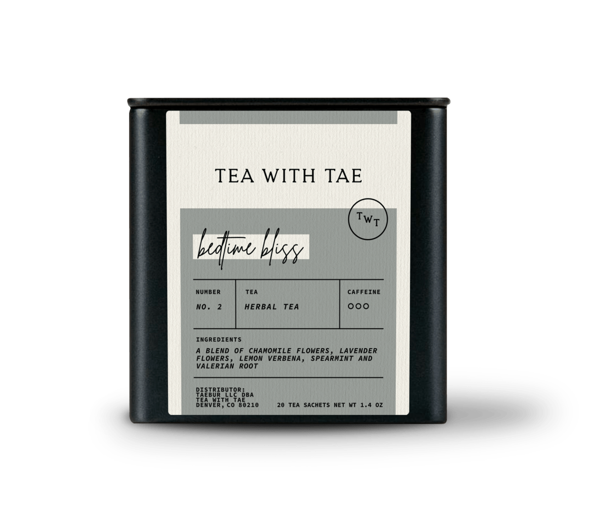 Bedtime Bliss Tea Tin Gift (20 tea sachets) - Tea with Tae