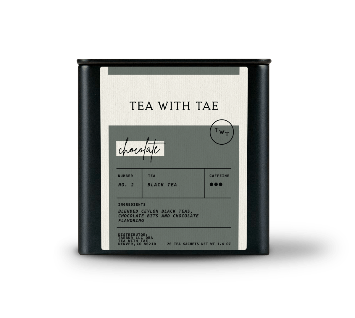 Chocolate Black Tea Tin Gift (20 tea sachets) - Tea with Tae