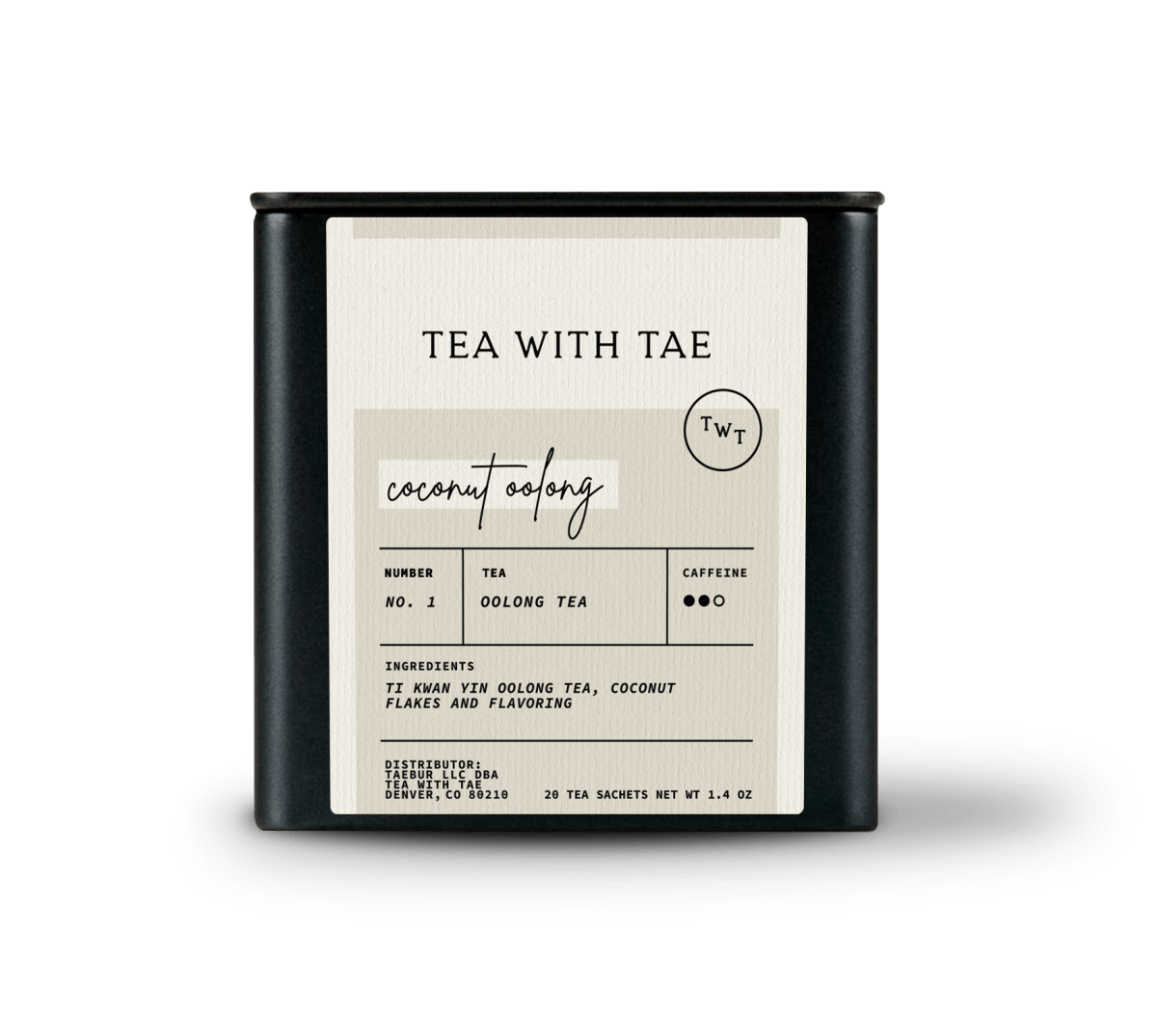 Coconut Oolong Tea Tin Gift (20 tea sachets) - Tea with Tae