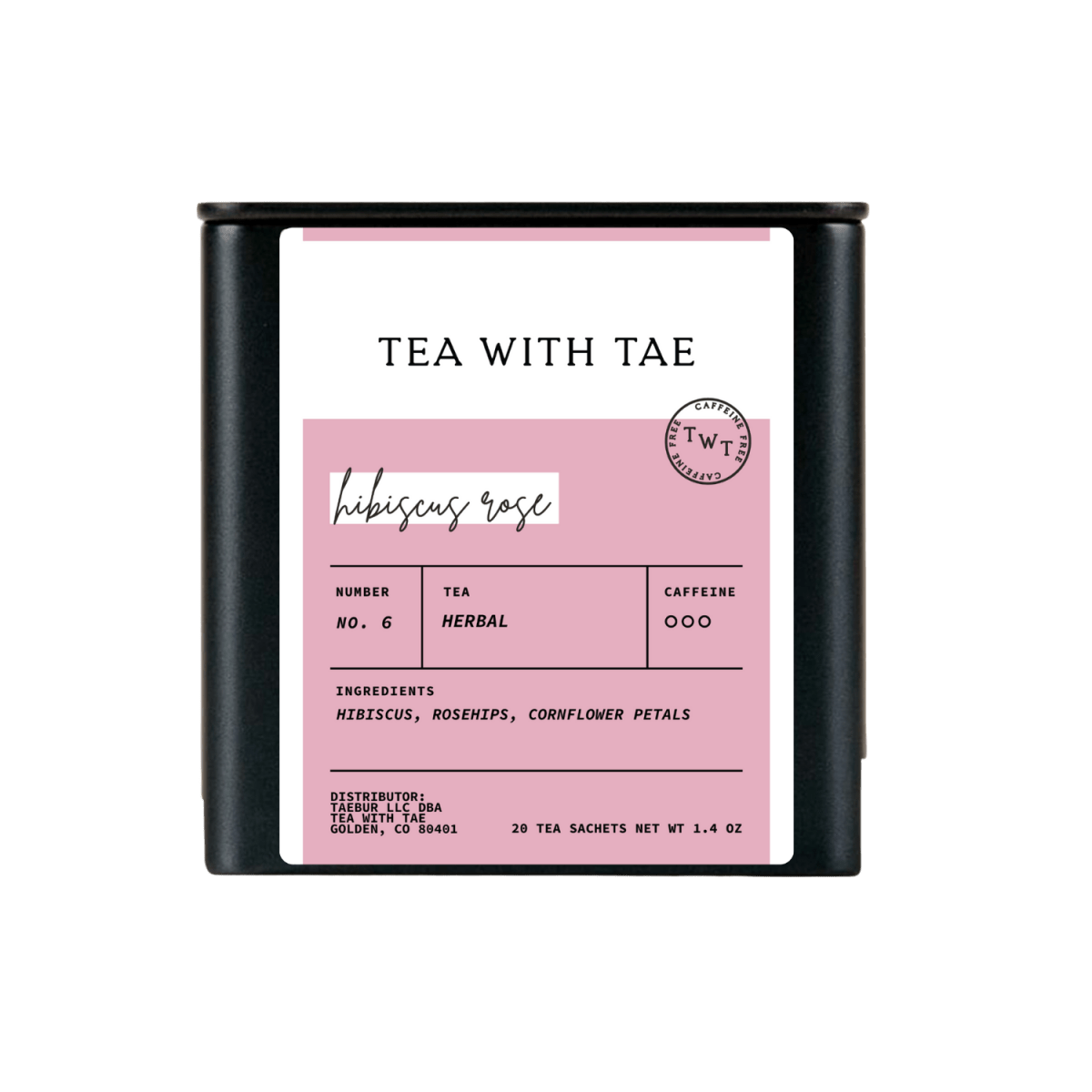 Hibiscus Rose Tea Tin Gift (20 tea sachets) - Tea with Tae