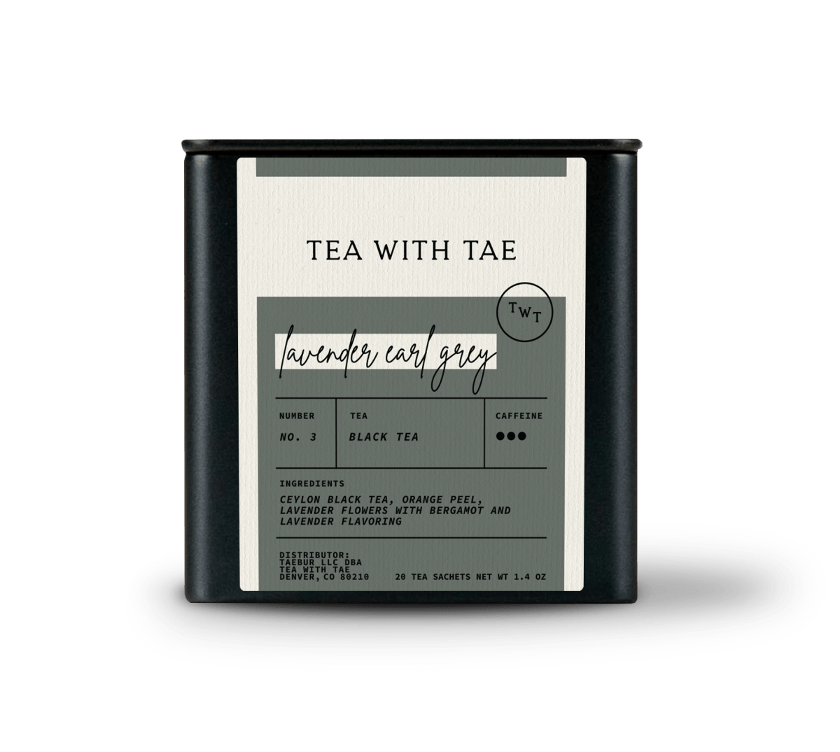 Lavender Earl Grey Tea Tin Gift (20 tea sachets) - Tea with Tae