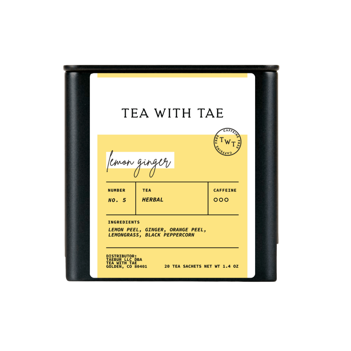 Lemon Ginger Tea Tin Gift (20 tea sachets) - Tea with Tae