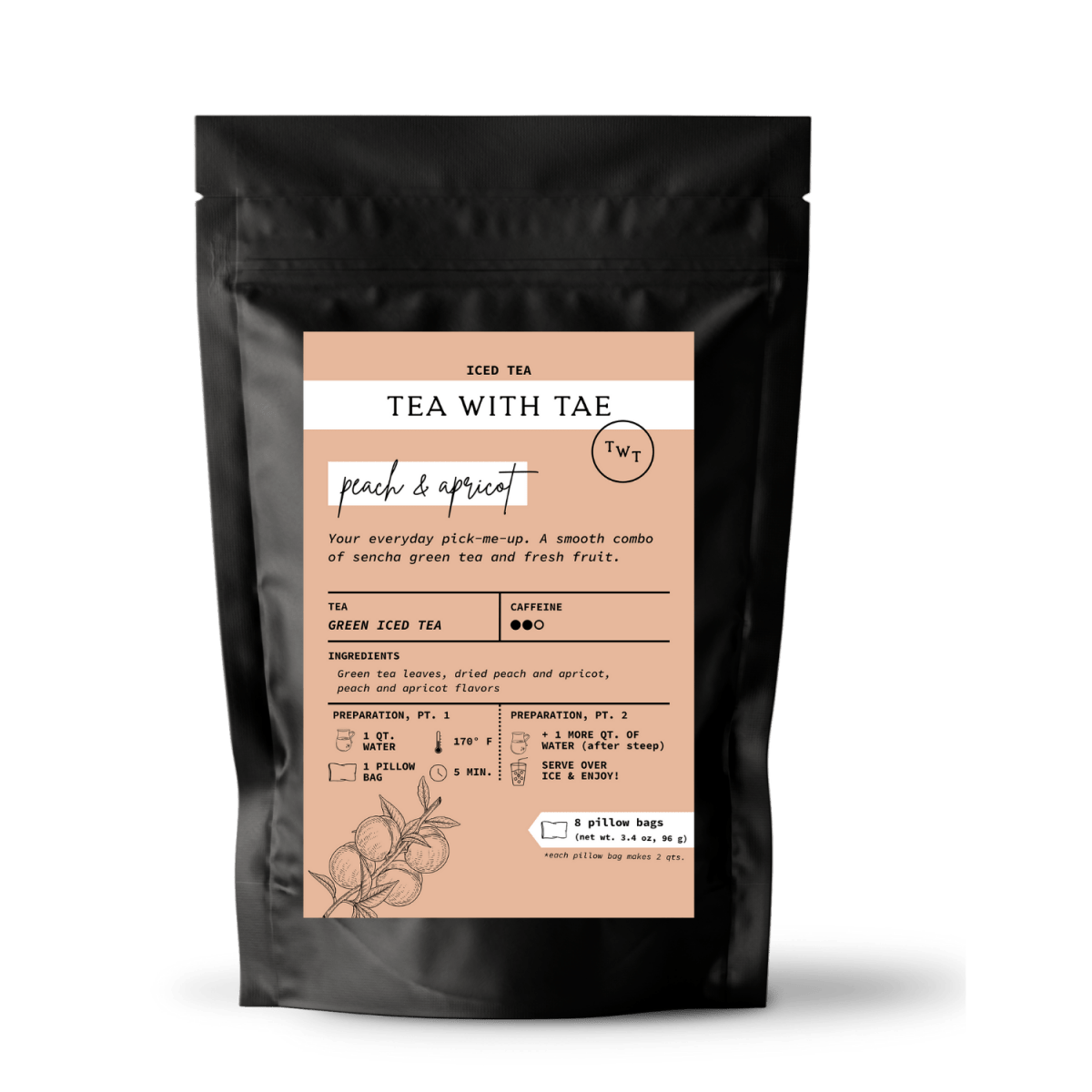 Peach & Apricot Iced Green Tea Pouch - Tea with Tae