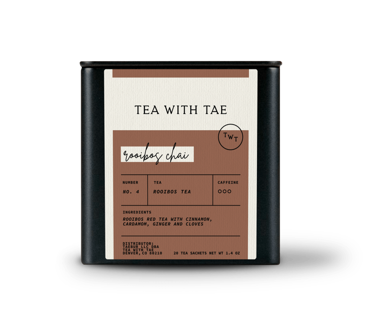 Rooibos Chai Tea Tin Gift (20 tea sachets) - Tea with Tae